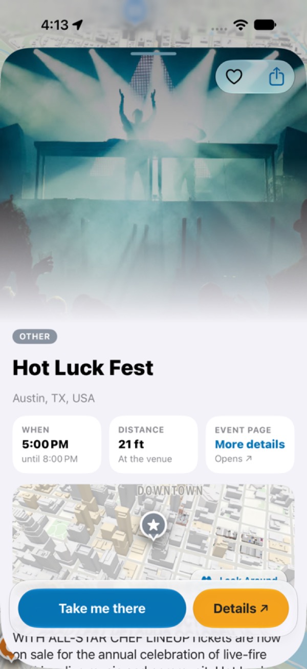 XploreR event details on iPhone