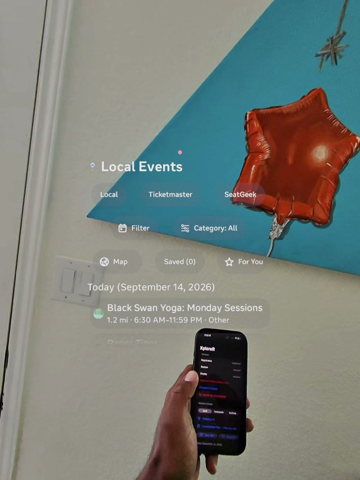 Local events list seen through Meta Ray-Ban Display
